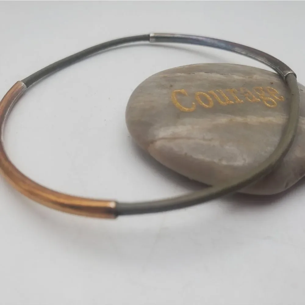Silver and gold tone stretch bracelet simplistic‎ statement jewelry